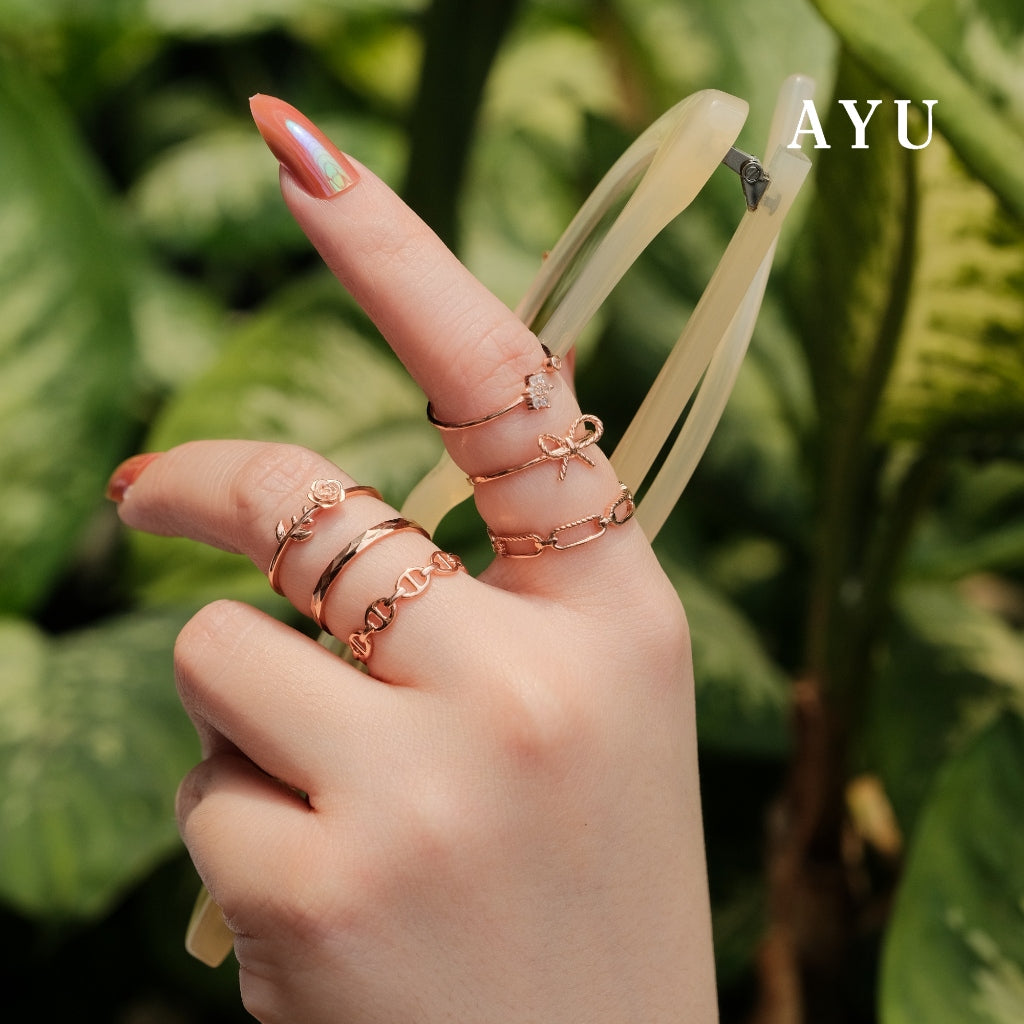 AYU Cincin Emas - Twist Ribbon Ring 16k Yellow Gold