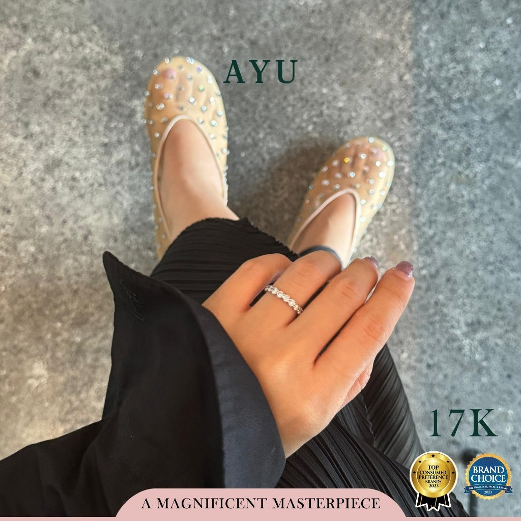 AYU Cincin Emas - Round Eternity Ring 17K White Gold