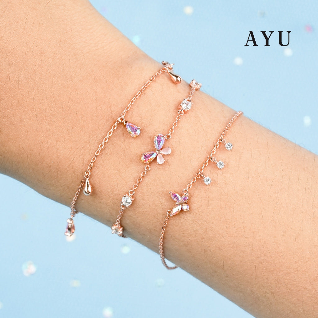 AYU Gelang Emas - Magical Butterfly Chain Bracelet 17k Rose Gold