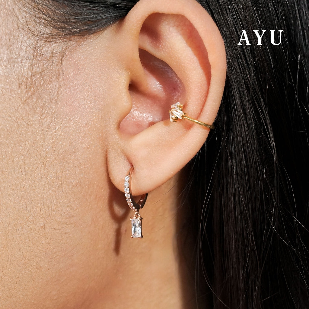 AYU Anting Emas - Pave Doughnut With Baguette Earrings 17k White Gold