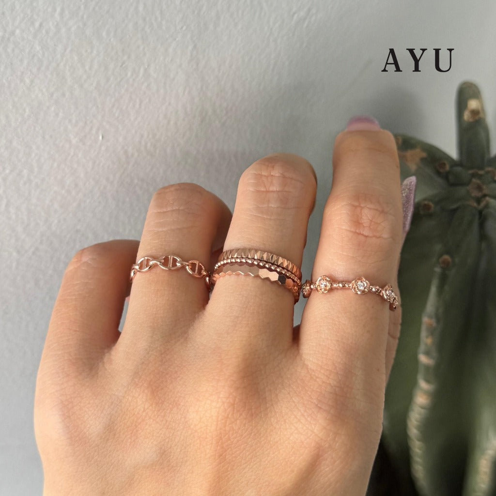 AYU Cincin Emas - Oval Link Stack 16k Yellow Gold