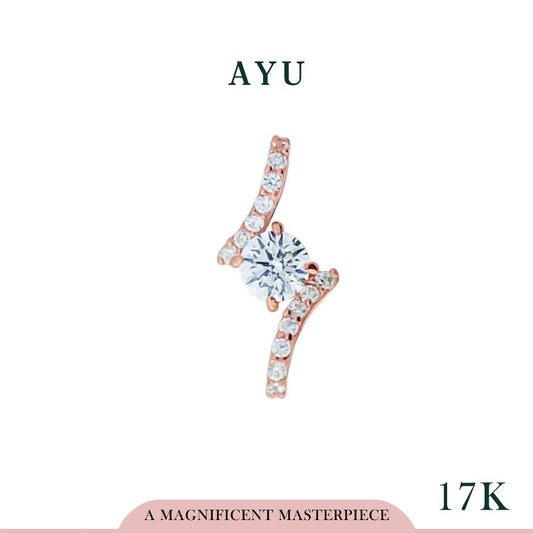 AYU Pave Curve Solitaire Pendant 17k Rose Gold