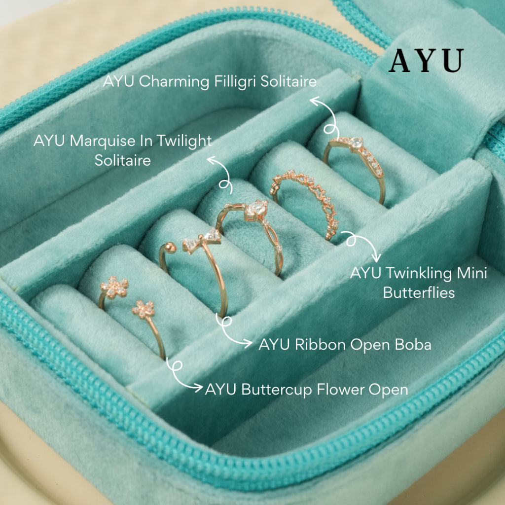 AYU Cincin Emas-Twinkling Mini Butterflies Ring 17K Rose Gold