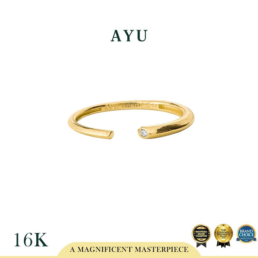 AYU Cincin Emas - Open Ring With Slanted Edge 16k Yellow Gold