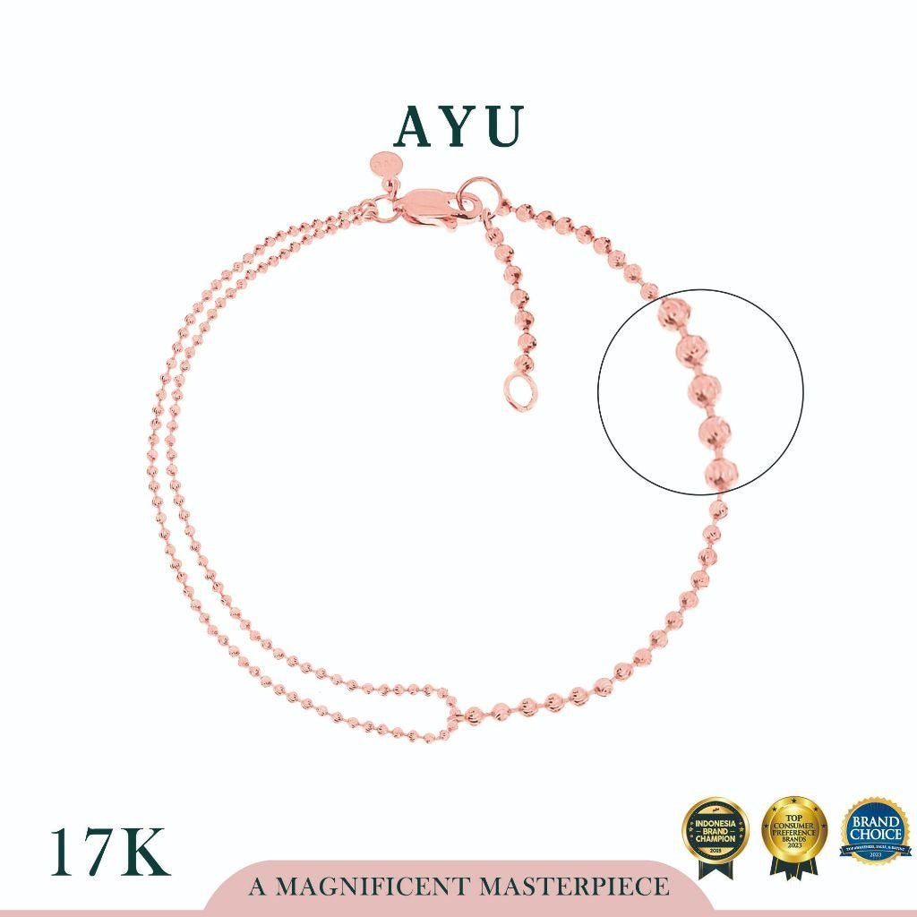 AYU Gelang Emas - Pepper Beads Party Chain Bracelet 17K Rose Gold