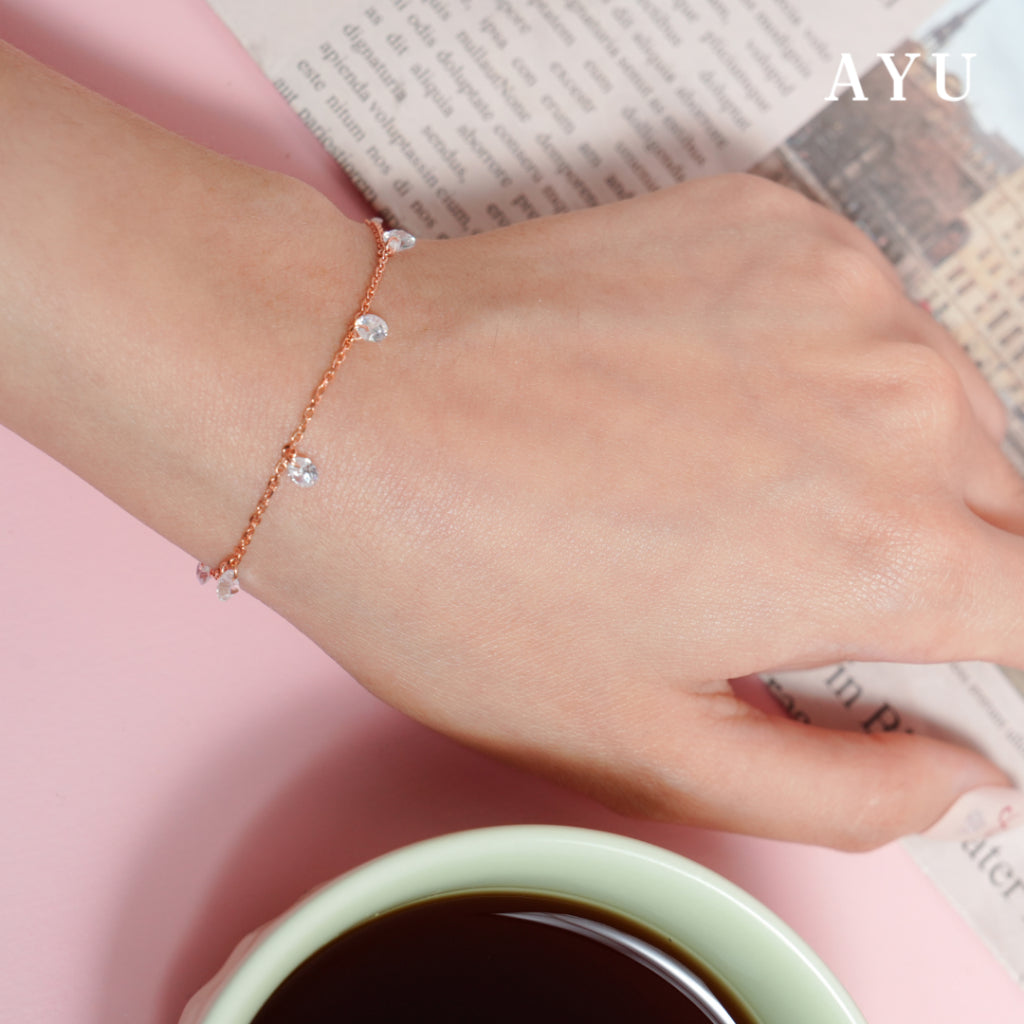 AYU Gelang Emas Korea - 8 Candy Pop Chain Bracelet 17k Rose Gold