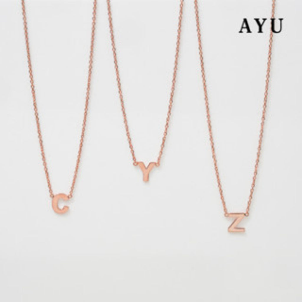 AYU Kalung Emas - Gold Initial Chain Necklace 17k White Gold