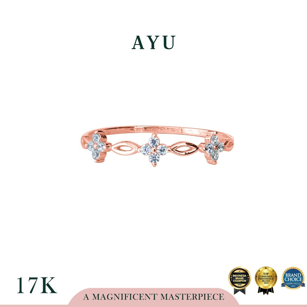 AYU Cincin Emas - 3 Blossom Ring 17k Rose Gold