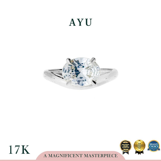 AYU Cincin Emas - Floating Oval Ring 17k White Gold