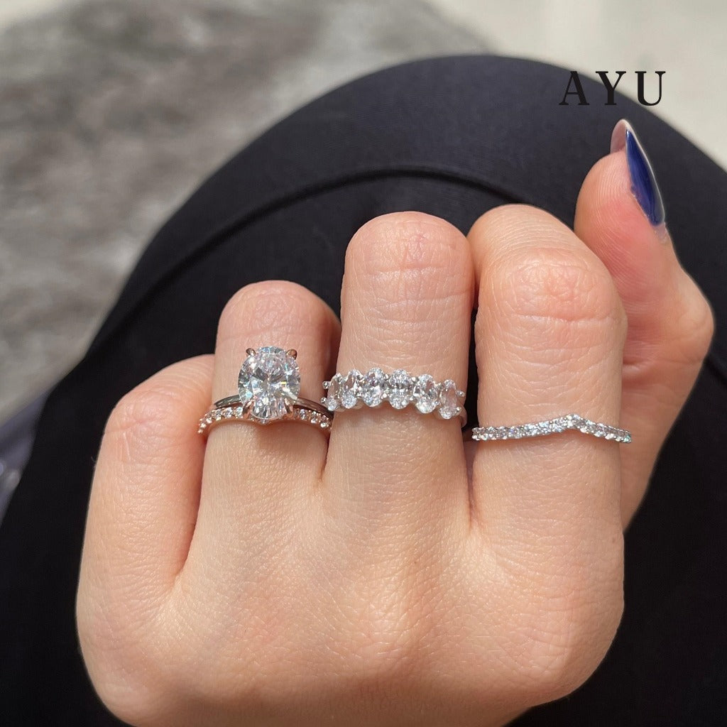 AYU Cincin Emas - The Ayu Setting In Glam Oval Cut 17k White Gold