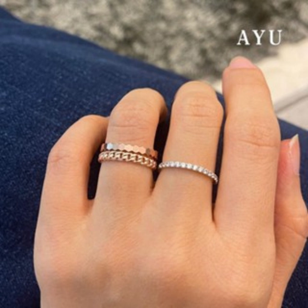 AYU Cincin Emas - Gold Honey Bee Mine Stack 17k White Gold