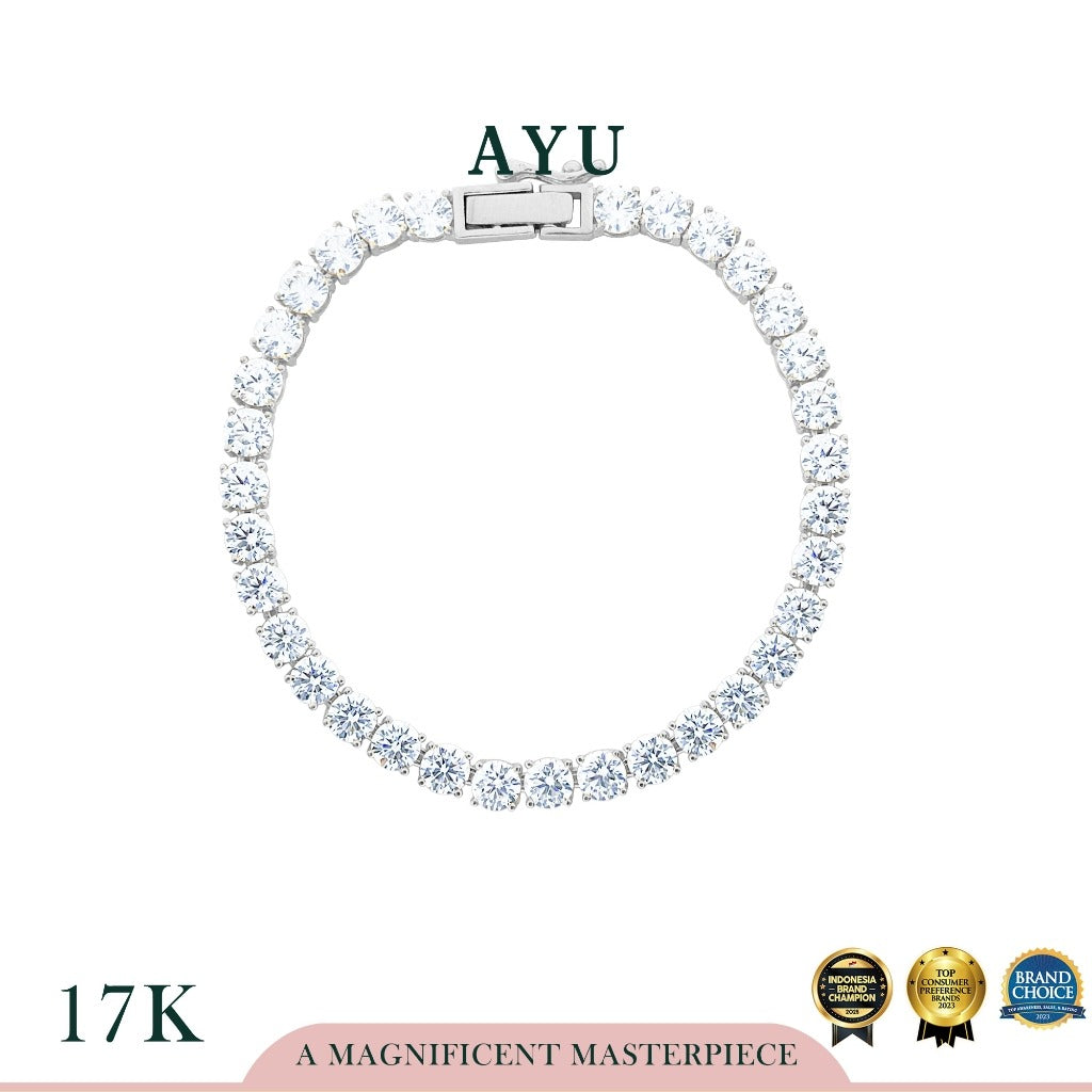 AYU Gelang Emas - Glam Classic Eternity Bracelet 17k White Gold