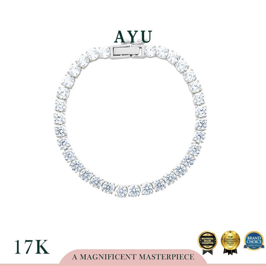 AYU Gelang Emas - Glam Classic Eternity Bracelet 17k White Gold