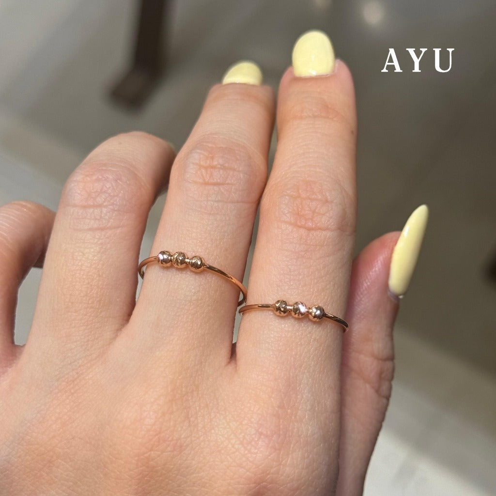 AYU Cincin Emas - 3 Bling Boba On Benang Ring 16k Yellow Gold