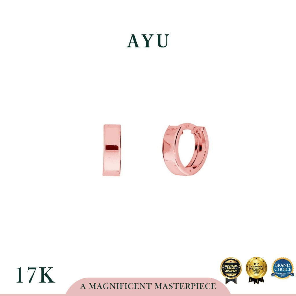 AYU Anting Emas Jepit - Gold Cut Doughnut Earrings 17k Rose Gold