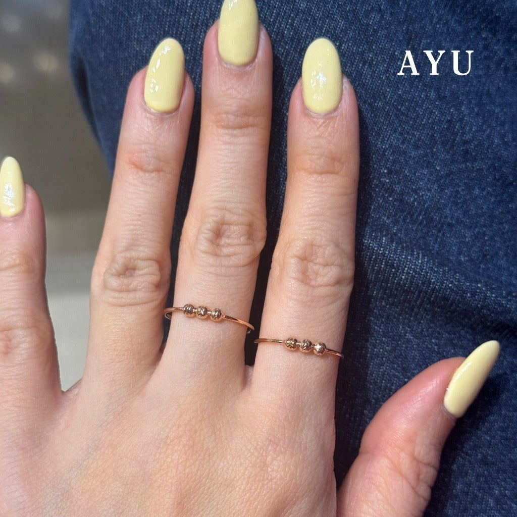 AYU Cincin Emas - 3 Bling Boba On Benang Ring 16k Yellow Gold