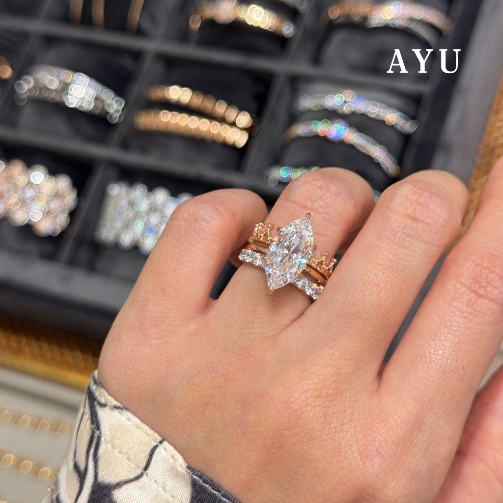 AYU Cincin Emas - The Ayu Setting In Glam Sella Cut 17k Rose Gold