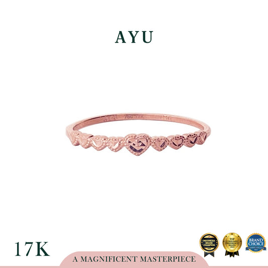 AYU Cincin Emas - Heart Bling On Repeat Ring 17k Rose Gold