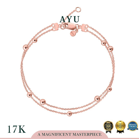 AYU Gelang Emas - Boba Party Double Layer Bracelet 17k Rose Gold