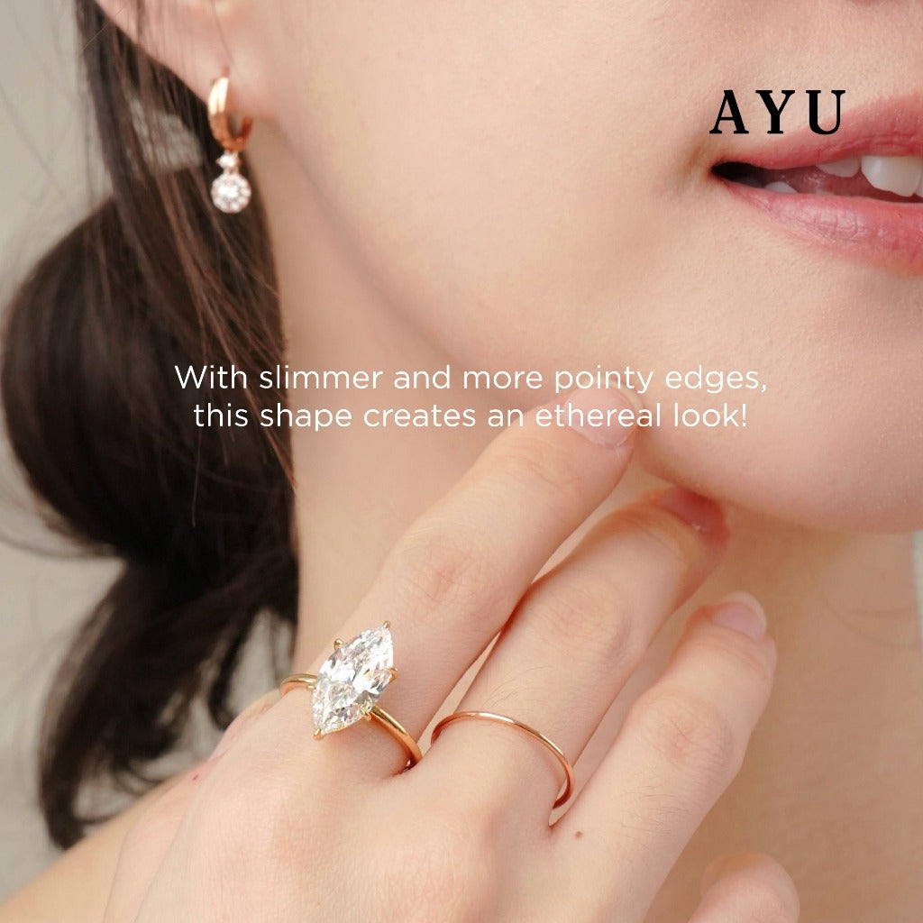 AYU Cincin Emas - The Ayu Setting In Glam Sella Cut 17k Rose Gold