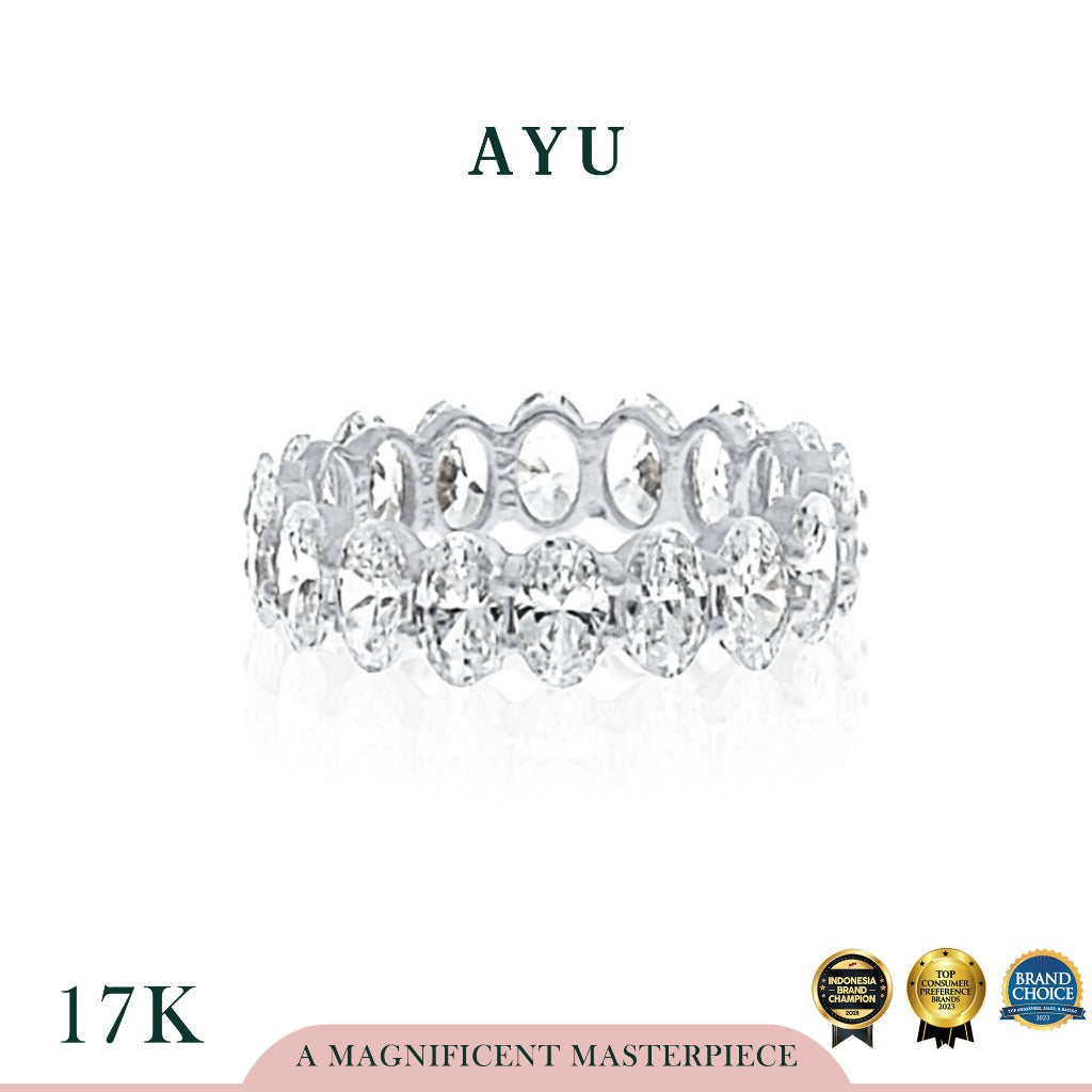 AYU Cincin Emas - Oval Eternity Ring 17K White Gold