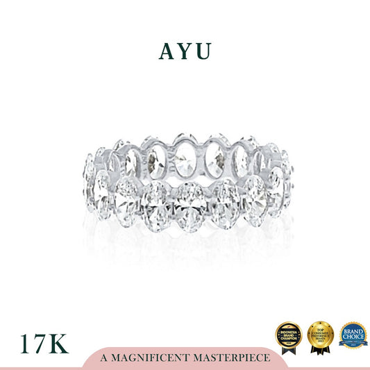 AYU Cincin Emas - Oval Eternity Ring 17K White Gold