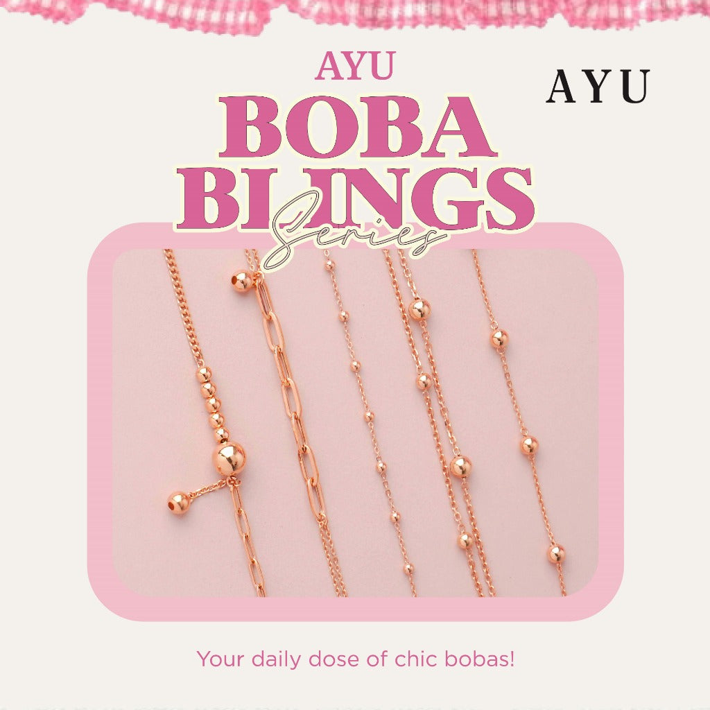 AYU Gelang Emas - Boba Party Double Layer Bracelet 17k Rose Gold