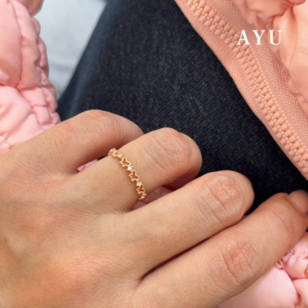 AYU Cincin Emas-Twinkling Mini Butterflies Ring 17K Rose Gold