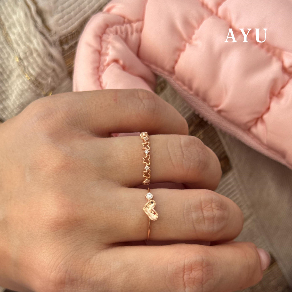 AYU Cincin Emas-Twinkling Mini Butterflies Ring 17K Rose Gold
