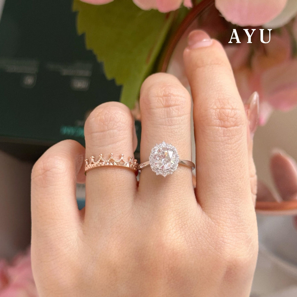 AYU Cincin Emas - Round Grecian Solitaire 17k Rose Gold