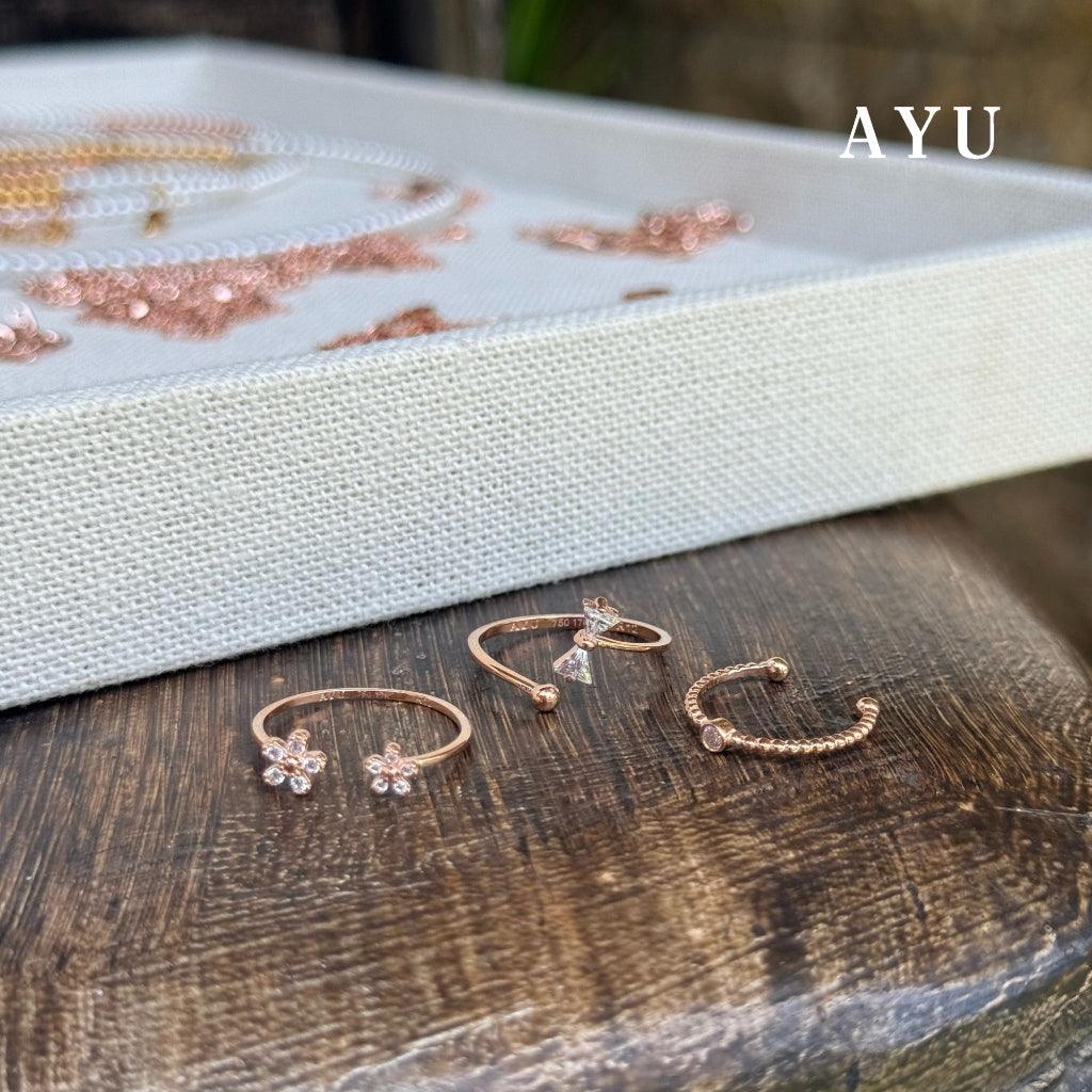 AYU Cincin Emas - Buttercup Flower Open Ring 17k Rose Gold