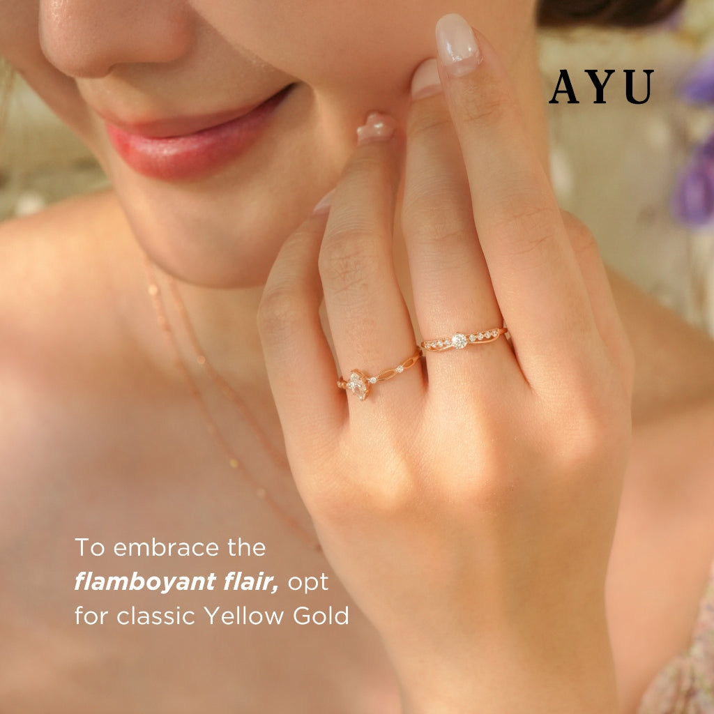 AYU Cincin Emas - Marquise In Twilight Solitaire 17k Rose Gold