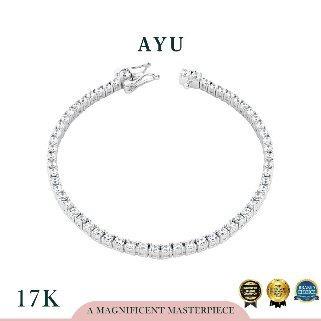 AYU Gelang Emas - Classic Eternity Bracelet 17k White Gold