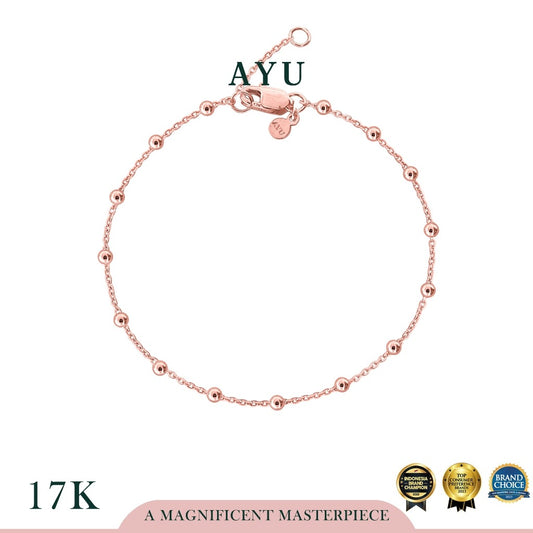 AYU Gelang Emas - Spaced Mini Boba Bracelet 17k Rose Gold