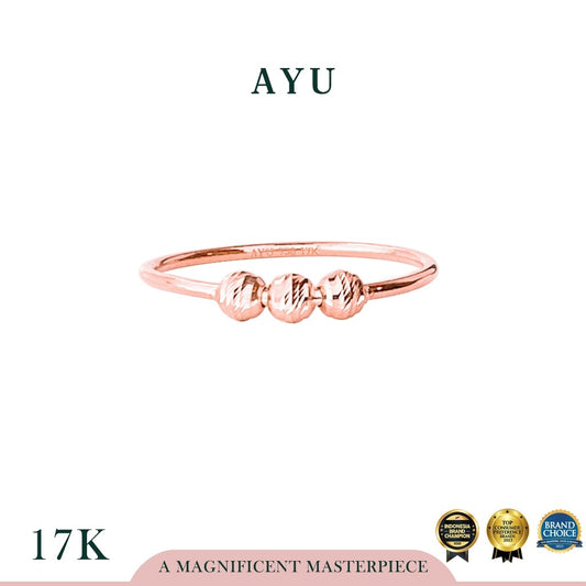 AYU Cincin Emas - 3 Bling Boba On Benang Ring 17k Rose Gold