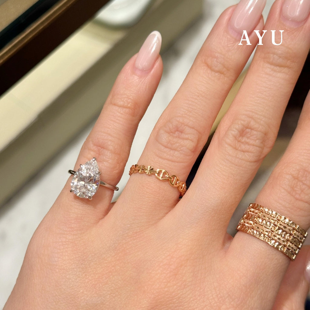 AYU Cincin Emas - Undecided Oval Link And Round Bling Stack 17k Rose Gold