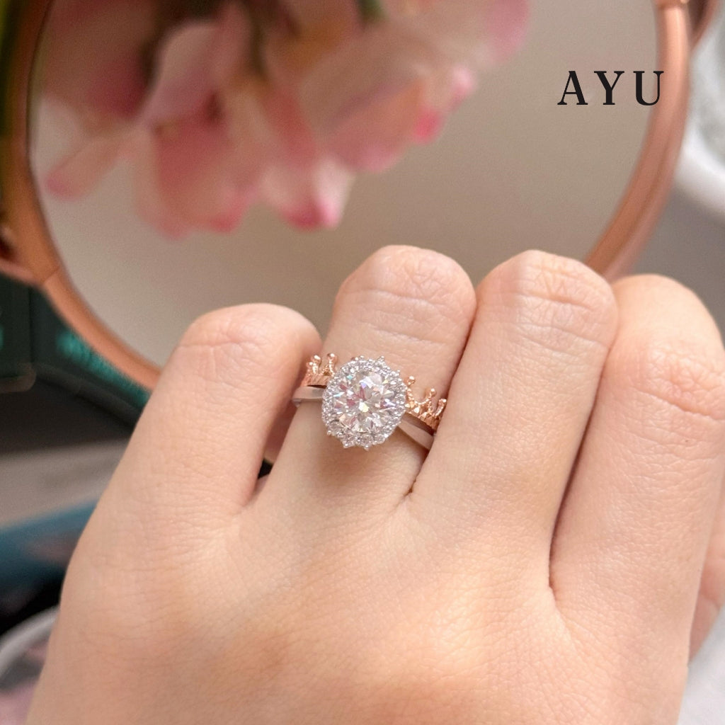 AYU Cincin Emas - Round Grecian Solitaire 17k Rose Gold
