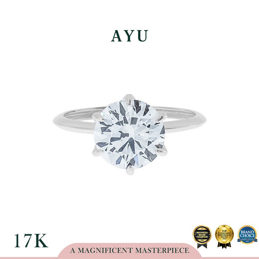AYU Cincin Emas - Glam Gigi 6 Prong Solitaire 17K White Gold