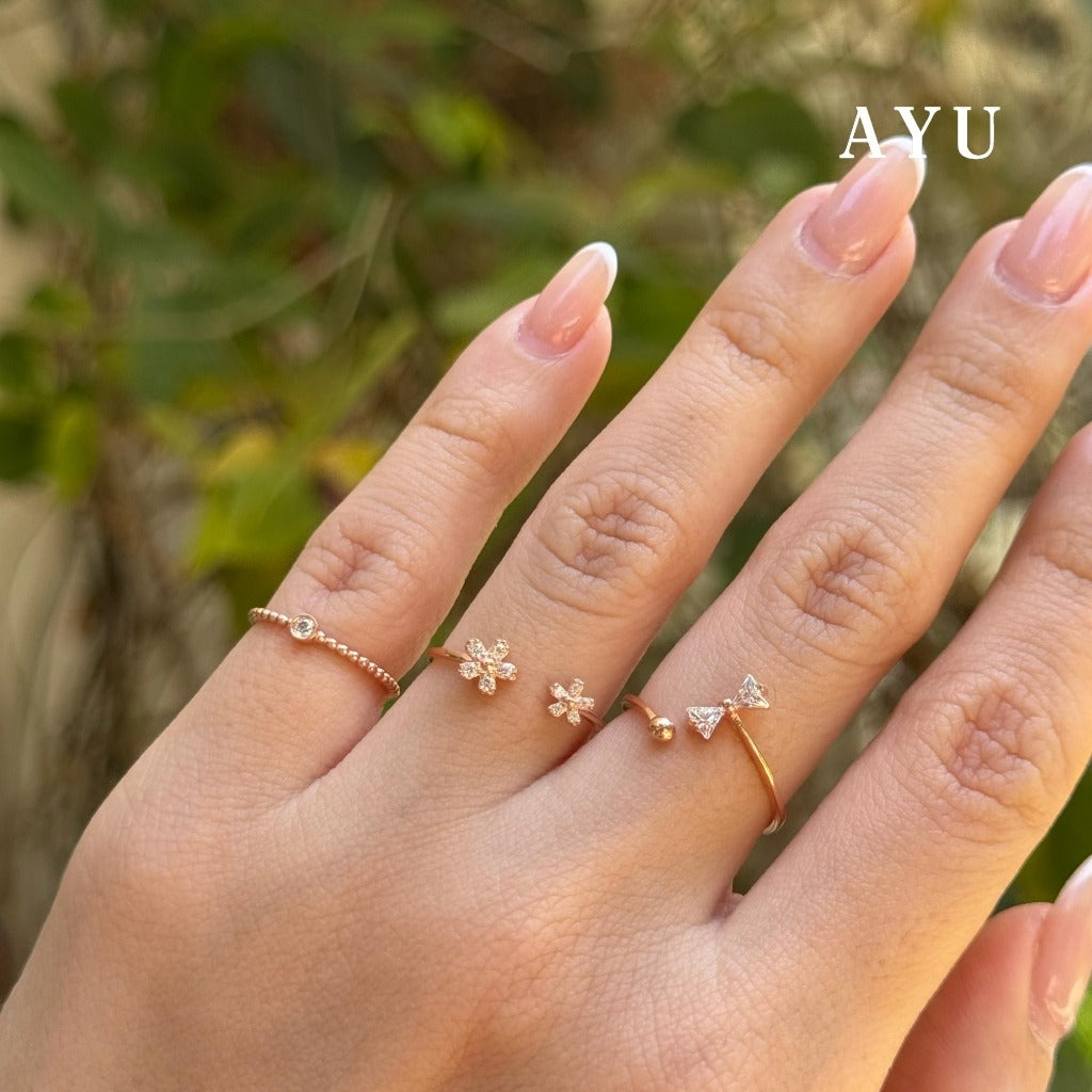 AYU Cincin Emas - Buttercup Flower Open Ring 16k Yellow Gold
