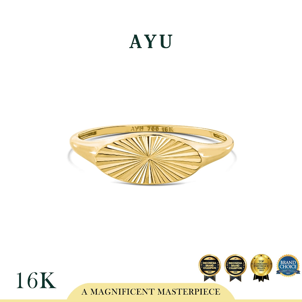 AYU Cincin Emas - Ellipse Bling Signet Ring 16k Yellow Gold