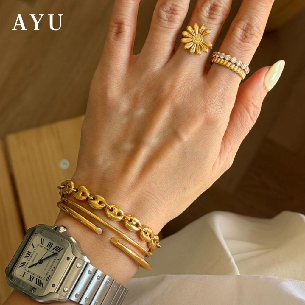 AYU Gelang Emas - Gold Edge Wire Bangle 17k Rose Gold