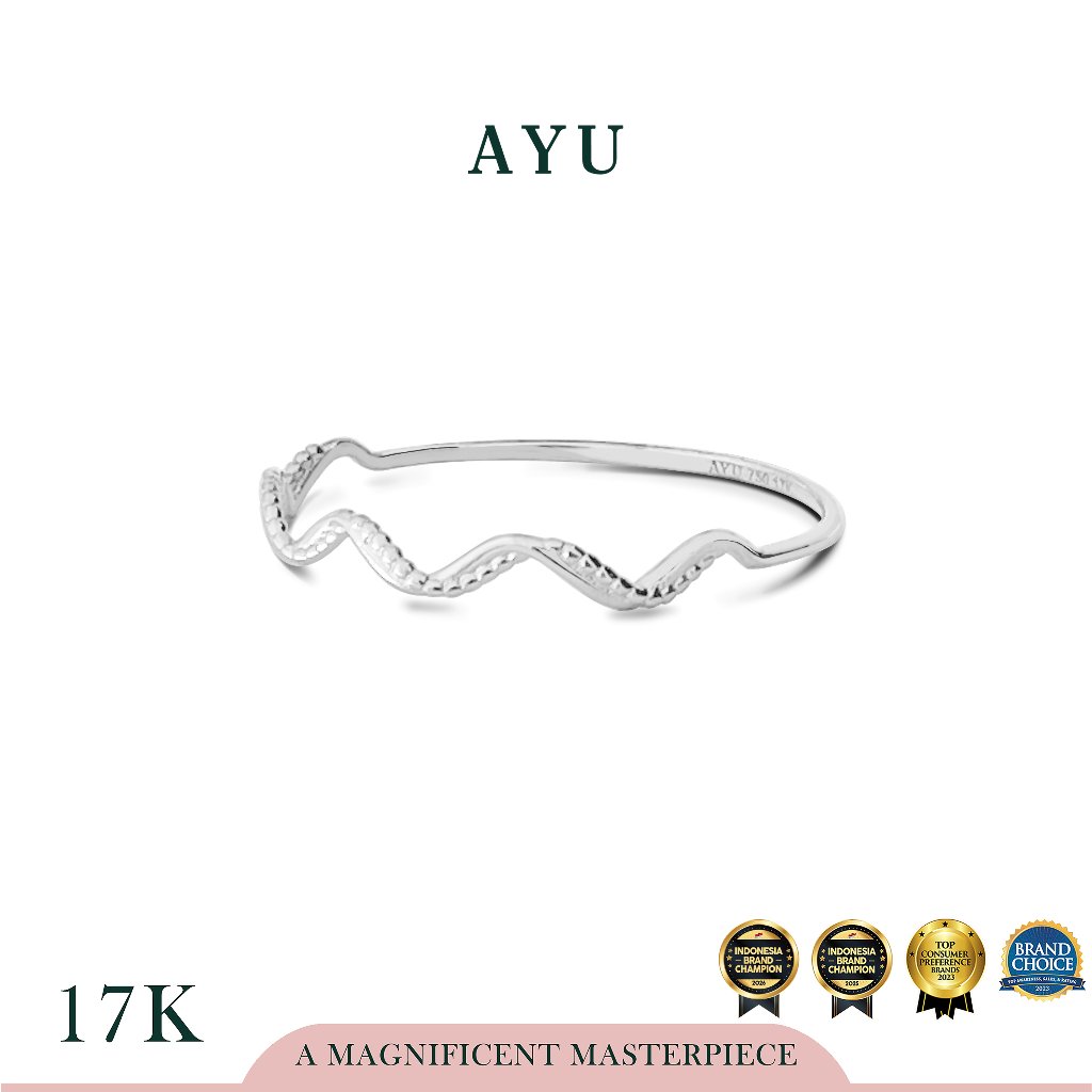AYU Cincin Emas - Gold Wave Filligri Ring 17k White Gold