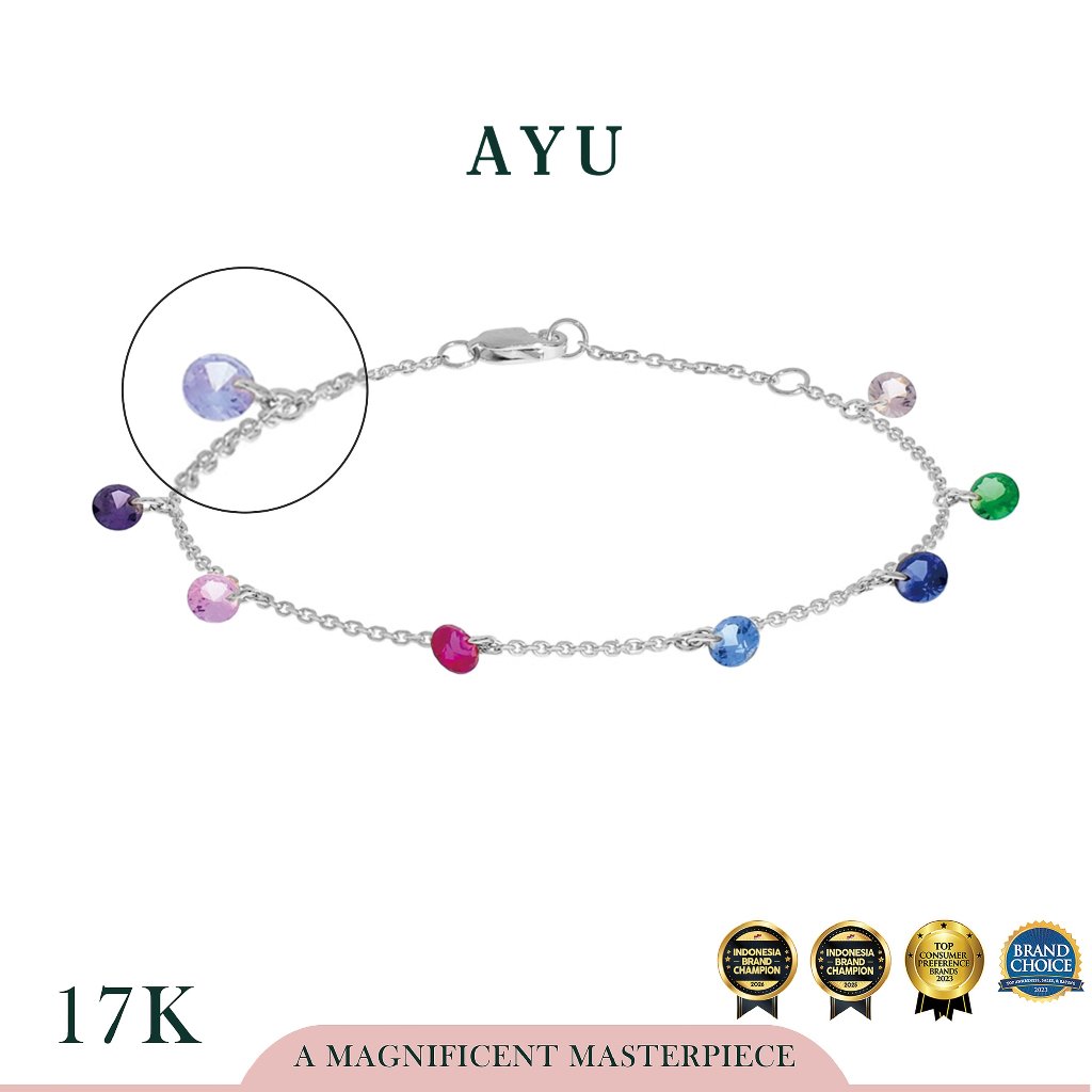 AYU 8 Candy Pop Chain Bracelet Rainbow 17k White Gold