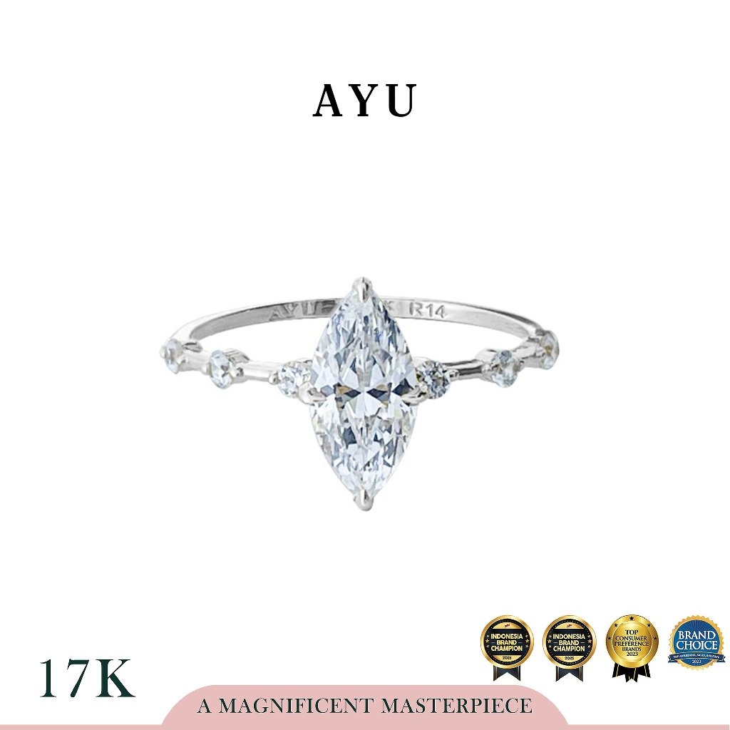 The AYU Mini Selly Spaced Ring 17k White Gold