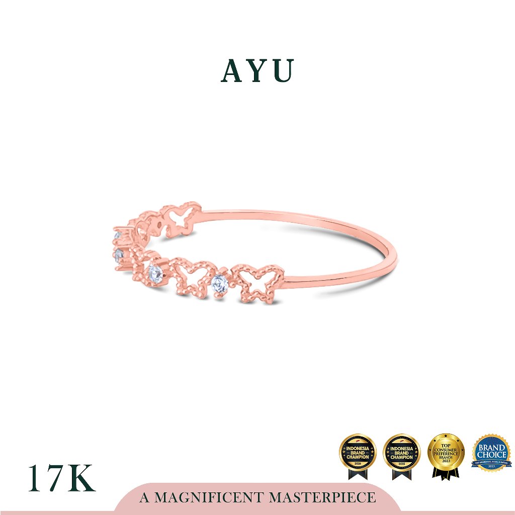 AYU Cincin Emas-Twinkling Mini Butterflies Ring 17K Rose Gold