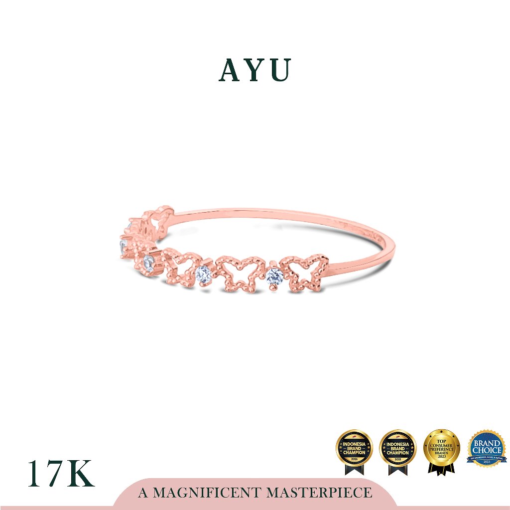 AYU Cincin Emas-Twinkling Mini Butterflies Ring 17K Rose Gold
