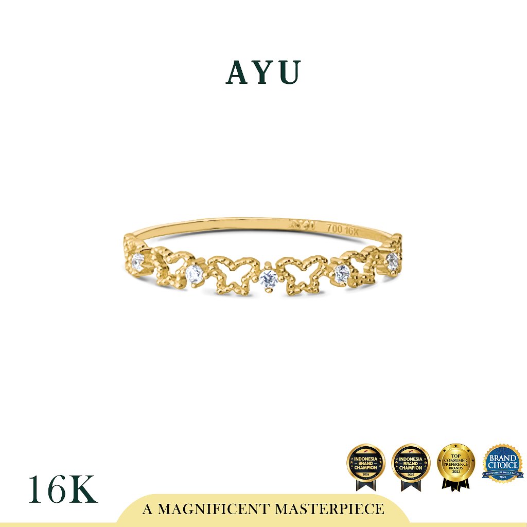 AYU Cincin Emas-Twinkling Mini Butterflies Ring 16k Yellow Gold