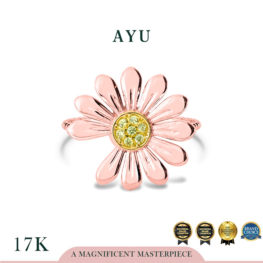 AYU Cincin Emas - Golden G Daisy Twist Ring 17k Rose Gold