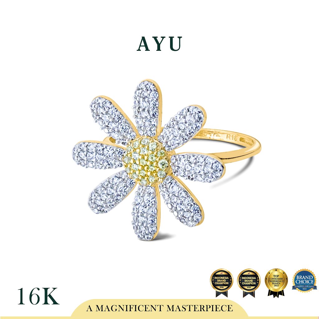 AYU Cincin Emas - Blooming G Daisy Ring 16k Yellow Gold