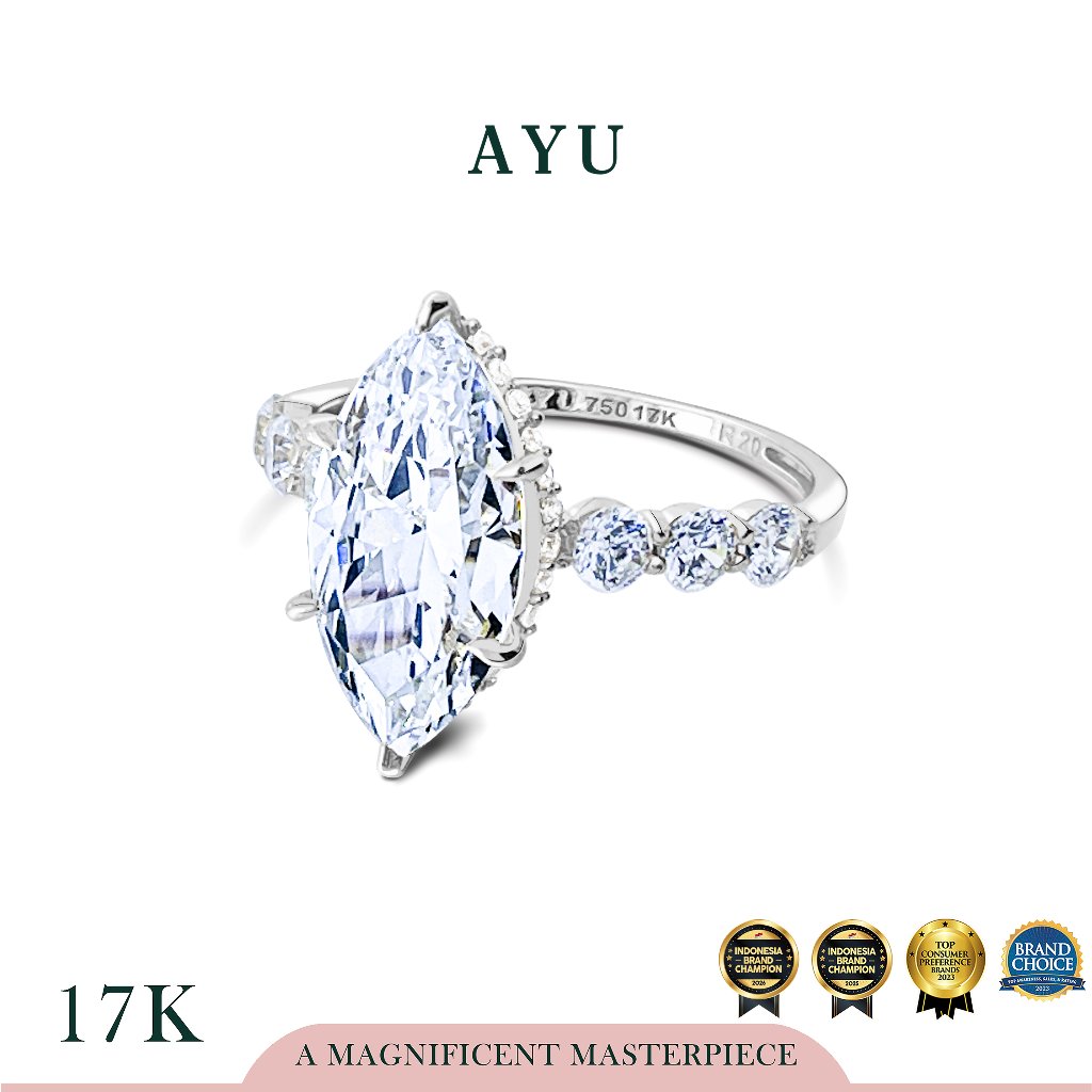 AYU Cincin Emas - The Ayu Selly Ring 17k White Gold